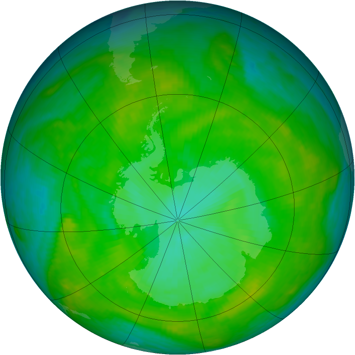 Antarctic ozone map for 08 January 1981